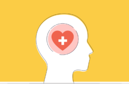 cartoon image of a heart shaped brain representing good mental health awareness